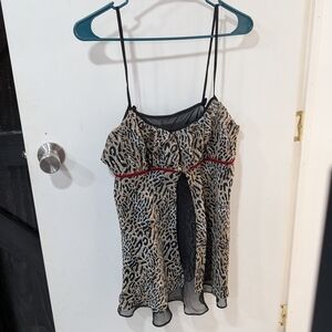 Delicates Animal Print Dress with Bold Red Detail